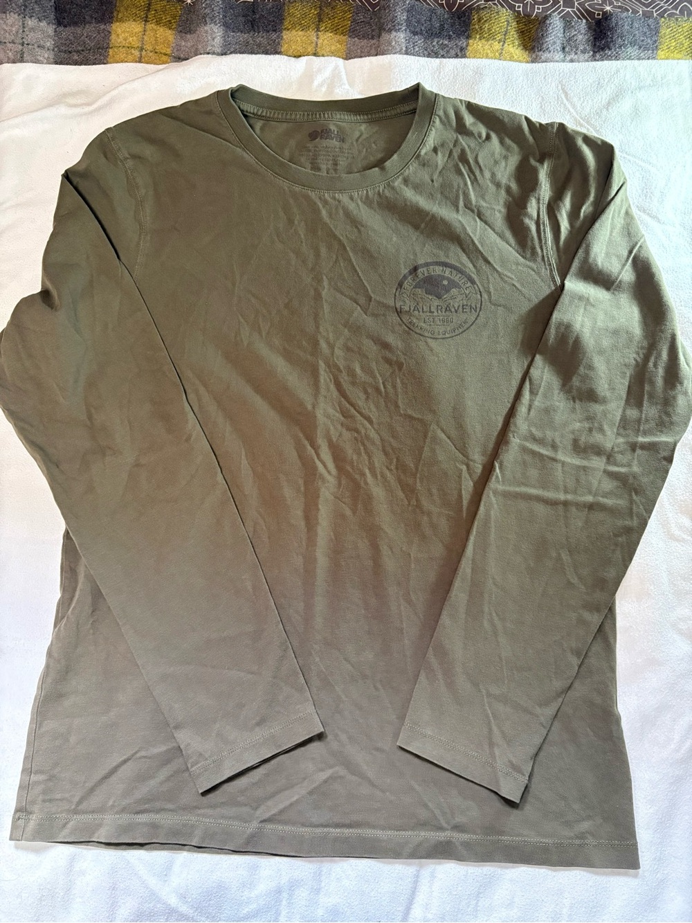 Fjallraven Men's Long Sleeve Tee in Olive Green with Subtle Logo